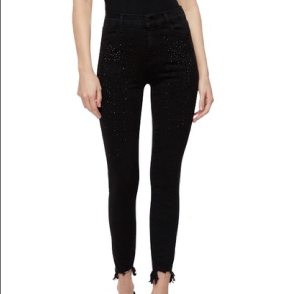 COPY - J brand Alana Black Adorned High Rise Cropped Skinny